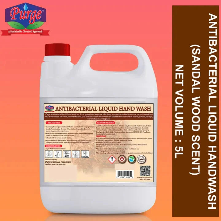 Purge Liquid Handwash Antibacterial + Sandal Fragrance Liquid Handwash - For Homes, Schools, Banks, Prisons, Hospitals, Hotels, Restaurants, Houses Of Worship And Nursing Homes Purge