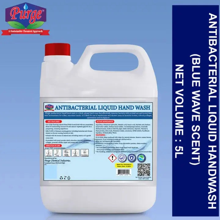 Purge Liquid Handwash Antibacterial + Blue Wave Fragrance Liquid Handwash - For Homes, Schools, Banks, Prisons, Hospitals, Hotels, Restaurants, Houses Of Worship And Nursing Homes Purge