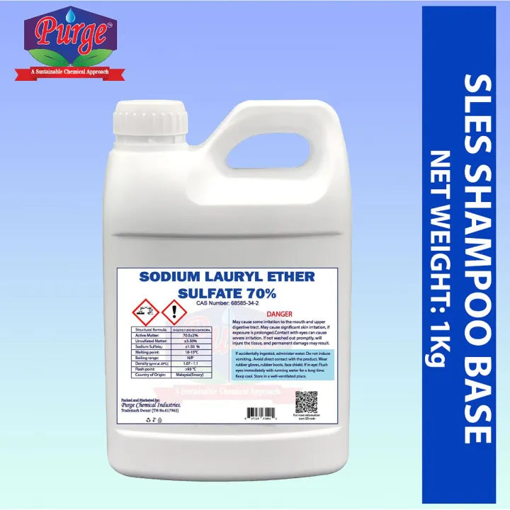 Purge Sodium Lauryl Ether Sulphate 70% - Sles 70% - Made In Malaysia- Shampoo Base - Foam Boaster Purge