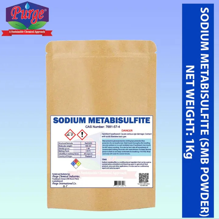 Sodium Metabisulfite - Smb Powder - Food Grade - Photo Grade 99.4% Purity - Sodium Pyrosulfite - Sodium Disulfite - White Solid Crystals - Dechlorinator- Antichlorine - Water Conditioner - Made In Germany Purge