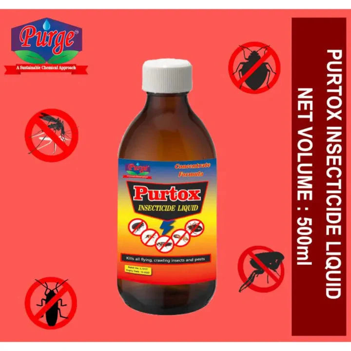 Purge Purtox Insecticide Liquid Concentrate - For Termites, Cockroaches, Ants, Bugs, Flea, Mosquitoes, Fly, Centipedes, Lizards, Spiders Purge