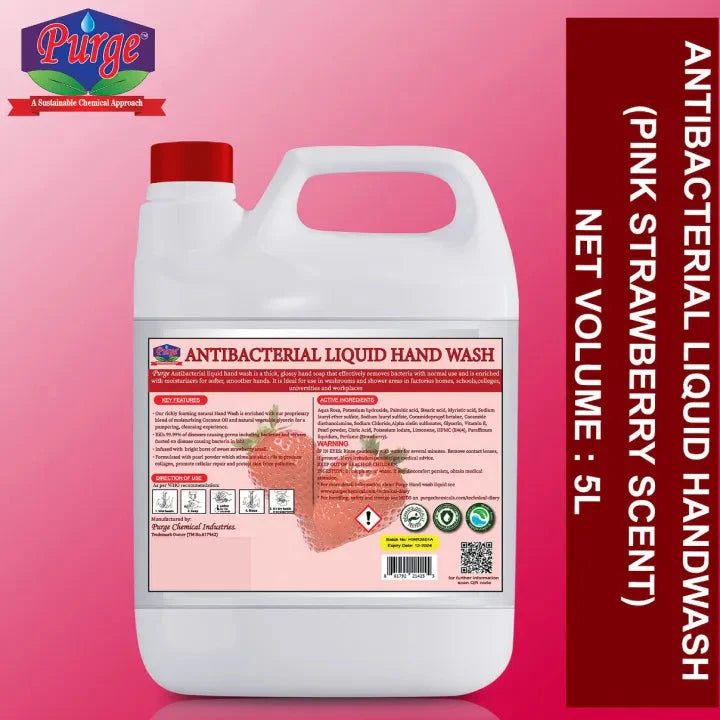 Purge Liquid Handwash Antibacterial + Strawberry Fragrance Liquid Handwash - For Homes, Schools, Banks, Prisons, Hospitals, Hotels, Restaurants, Houses Of Worship And Nursing Homes Purge