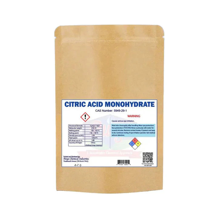 Purge Citric Acid Monohydrate - Food Grade - Bp/Ep/Usp/Fcc/E-330/Jsfa - Non-Gmo - Tatri - Preservatives - Limescale Remover - Rust Remover - Water Softener Purge