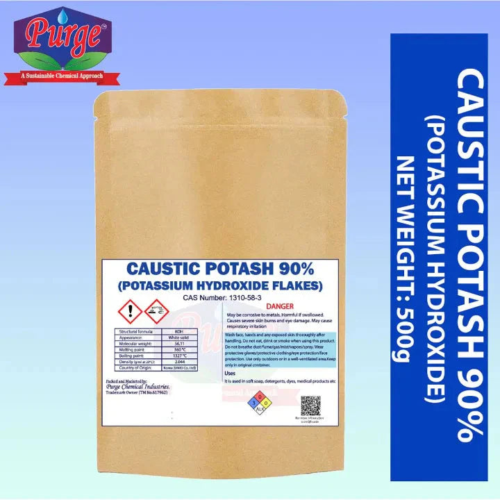 Purge Potassium Hydróxide Flakes - Caustic Potash 90% - Lye - Potash Lye - Koh Purge