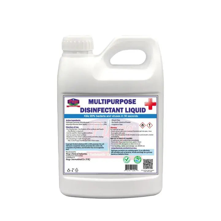 Purge Multipurpose Disinfectant Liquid - Ipa70% - Surface Cleaner & Disinfectant - Floor Disinfectant- For Homes, Schools, Shop, Banks, Prisons, Hospitals, Houses Of Worship And Nursing Homes - Ipa 70% Purge