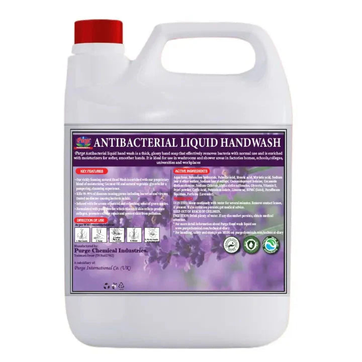 Purge Liquid Handwash Antibacterial + Lavender Fragrance Liquid Handwash - For Homes, Schools, Banks, Prisons, Hospitals, Hotels, Restaurants, Houses Of Worship And Nursing Homes - Liquid Soap Lavender Purge