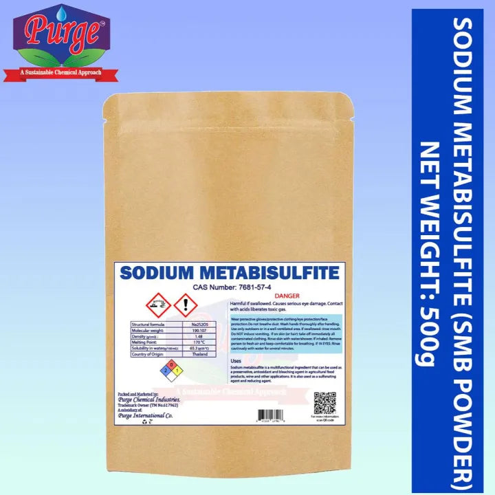 Sodium Metabisulfite - Smb Powder - Food Grade - Photo Grade 99.4% Purity - Sodium Pyrosulfite - Sodium Disulfite - White Solid Crystals - Dechlorinator- Antichlorine - Water Conditioner - Made In Germany Purge